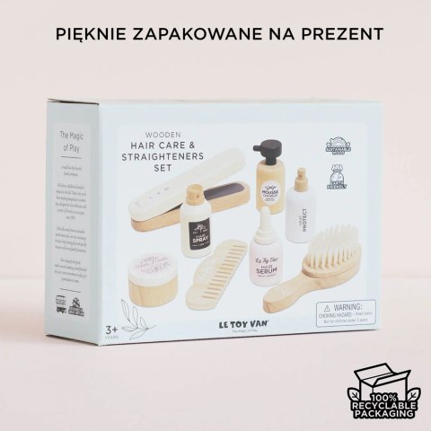 Drewniany zestaw fryzjer, prostowanie włosów, zabawka dla dzieci, Le Toy Van Le Toy Van