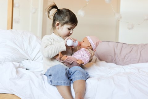 Duża lalka Sara 40cm bobas który je i robi siusiu, zabawka Lillan & Friends MICKI