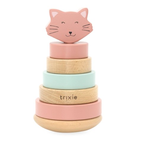 Drewniana zabawka piramida - Kot Trixie Baby