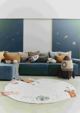 Dywan bawełniany Interstellar Journey do prania w pralce, "Mom, I want to be an astronaut" Lorena Canals