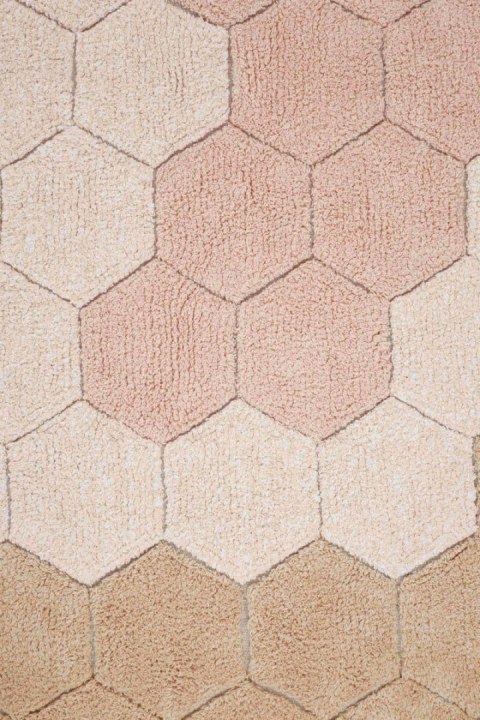 Dywan bawełniany okrągły Ø 140, Round Honeycomb Rose, Plaster Miodu Róż, Planet Bee, Lorena Canals