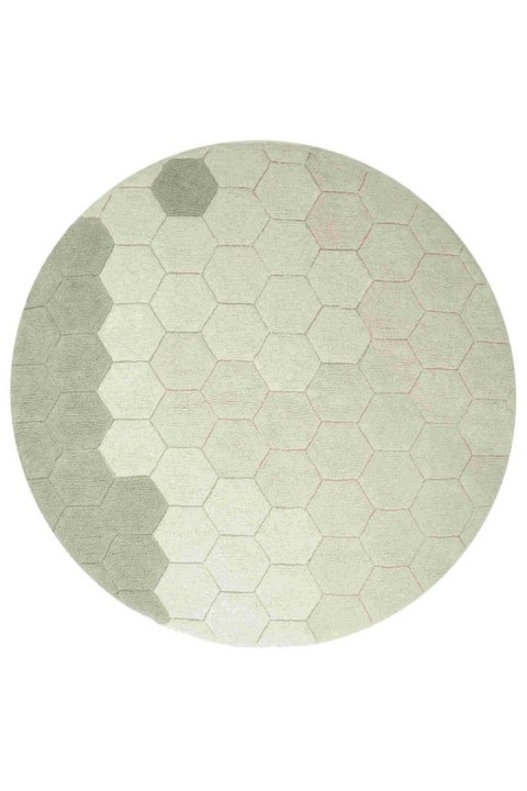 Dywan bawełnainy okrągły Ø 140 , Round Honeycomb Blue Sage, Plaster Miodu, Planet Bee, Lorena Canals