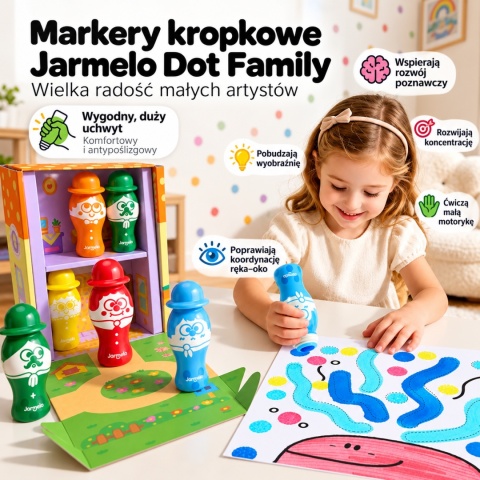 Jarmelo Dot Family - markery stempelkowe zmywalne 3+ / 6 kolorów