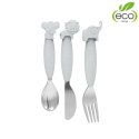 B-Zestaw sztućców dla dzieci silkon/Inox grey