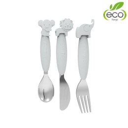 B-Zestaw sztućców dla dzieci silkon/Inox grey